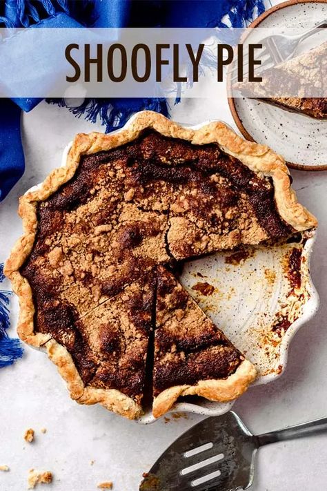 This simple shoofly pie recipe features a sticky molasses bottom and spiced crumb topping in a buttery and flaky homemade pie crust. Enjoy this wet bottom shoofly pie recipe, one of the best Pennslyvania Dutch dessert recipes. | shoofly pie recipe pennsylvania dutch | shoofly pie recipe amish | shoofly pie recipe easy | wet bottom shoofly pie recipe | best shoofly pie recipe | best amish dessert recipes | amish desserts pennsylvania dutch Shoofly Pie Recipe, Amish Desserts, Dutch Desserts, Pie Recipe Easy, Shoofly Pie, Homemade Pie Crust, Homemade Pie Crust Recipe, Easy Pie Recipes, Best Pie