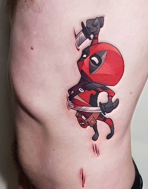 ʙ я ᴜ и ᴇ ᴛ ᴛ ᴇ Stile Pin Up, Deadpool Tattoo, Comic Tattoo, Marvel Tattoos, Small Girl Tattoos, Geniale Tattoos, Tatuaje A Color, Cartoon Tattoos