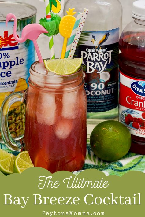 The Ultimate Bay Breeze Cocktail - Peyton's Momma™ Bay Breeze Cocktail, Drink For Summer, Bay Breeze, Mixed Drinks Alcohol, Fruity Cocktails, Party Punch, Drinks Alcohol, Rum Cocktail, Cocktail Ingredients