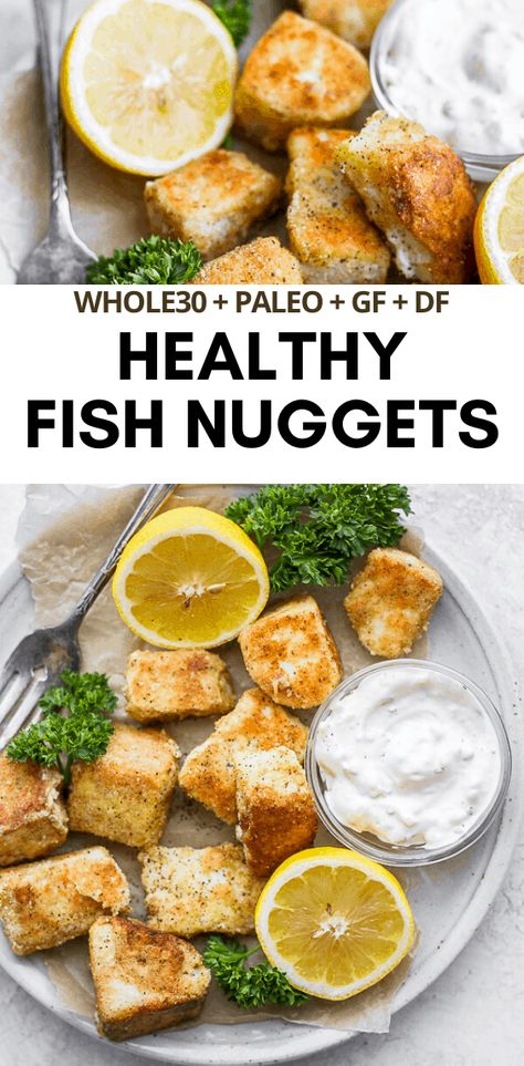 Healthy Baked Fish Nuggets - The Wooden Skillet Whole Food Fish Recipes, Whole 30 Flounder Recipes, Whole 30 Fish Recipes, Dairy Free Fish Recipes, Whole 30 Fish, How To Cook Catfish, Macro Foods, Df Meals, Gut Food