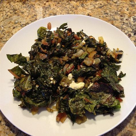 Roasted Swiss Chard with Feta | Allrecipes Side Vegetable Dishes, Rainbow Swiss Chard, Feta Recipe, Swiss Chard Recipes, Chard Recipes, Bruschetta Ingredients, Top Chicken Recipes, Jewish Food, Vegetables Recipes