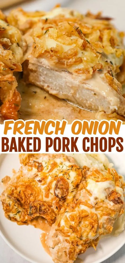 Pork Chop With French Fried Onions, Crispy Cheddar Pork Chops, Pork Loin Pork Chops Recipes, What Can I Do With A Pork Loin, French Dip Pork Chops, Pork Chop With Sour Cream, Rustic Meals Dinners, Pork Chops With Onion Dip, Ultimate Pork Chop Supreme