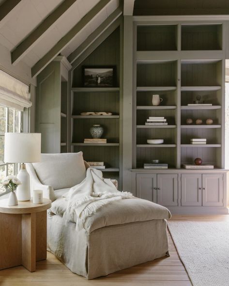 Living Room Redesign, White Drapes, White Shiplap, Jenni Kayne, Neutral Interiors, Hello Lovely, Amber Interiors, Greenwich Village, Vaulted Ceiling