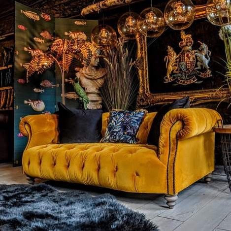 Vintage Sofa Co Limited on Instagram: “Everyone wants the last of our mustard fabric for the Matlock sofa! 💛 Two seater £1395  British made 🇬🇧” Mustard Velvet Sofa Living Room Ideas, Mustard Yellow Couch, Vintage Velvet Couch, Mustard Couch, Mustard Yellow Sofa, Yellow Velvet Sofa, Mustard Sofa, Sofa Two Seater, Upstairs Lounge