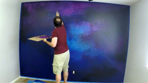 How to Paint a Galaxy Wall Mural in a Spaceship Themed Playroom | Gray House Studio Painting A Galaxy, Space Wall Painting, Galaxy Wall Mural, Nursery To Toddler Room, Galaxy Bedroom, Galaxy Room, Space Themed Bedroom, Space Themed Room, Kids Room Murals