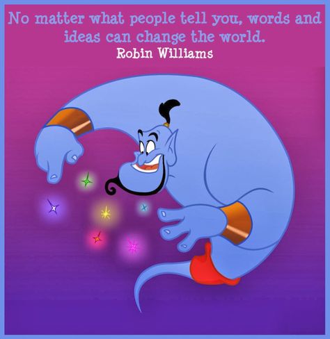 One of my favorite quotes from Robin Williams showcasing his wit and my love for sarcasm: “Never pick a fight with an ugly person, they’ve got nothing to lose.” Rest in peace, Mr. Williams! Aladdin Tattoo, Fan Art Disney, Aladdin Wallpaper, Disney Sidekicks, Aladdin 1992, Genie Aladdin, Walt Disney Characters, Aladdin And Jasmine, Disney Songs