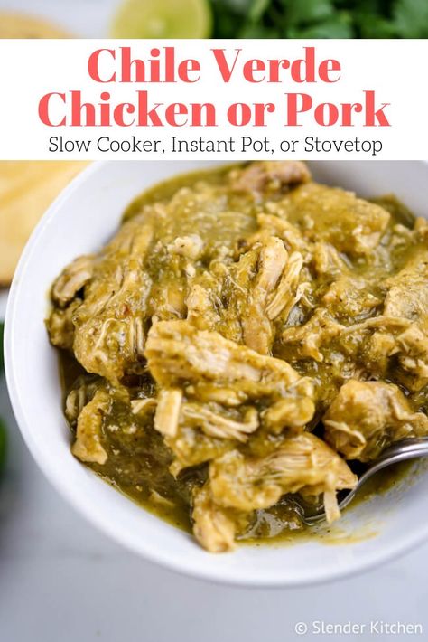 Authentic Chile Verde, Stovetop Chili, Mexican Chili, Recipe Crockpot, Chili Verde, Slender Kitchen, Verde Recipe, Mexican Dish, Easy Chili