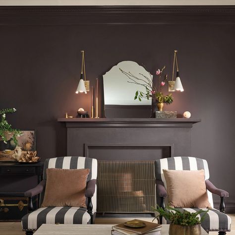 HGTV Home® by Sherwin-Williams on Instagram: “Our 2023 Color of the Year, Darkroom is a deep black that creates dimension with a purple undertone. This alluring shade is a classic for…” Best Moody Paint Colors, Moody Paint Colors, Moody Paint, 2023 Color Of The Year, Best Blue Paint Colors, Valspar Paint Colors, Brown Paint Colors, Sherwin Williams Color Palette, Office Paint Colors