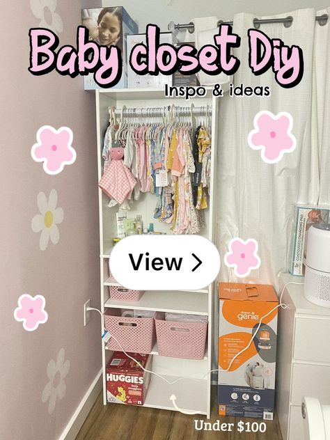 Lemon8 · Baby closet Diy · @M I C H E L L E Diy Baby Closet, Closet Bookshelves, Baby Bookshelf, Bookshelf Closet, Bookcase Closet, Dollar Tree Baskets, Closet Diy, Baby Clothes Storage, Portable Closet