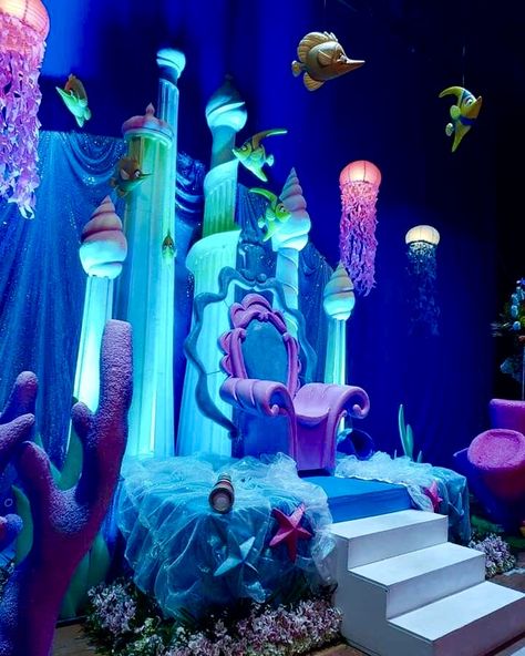 The Little Mermaid Musical, Party Rental Ideas, Ocean Birthday Party, Little Mermaid Costume, Mermaid Theme Birthday Party, Beach Wedding Centerpieces, Underwater Theme, Sea Wedding, Ocean Wedding