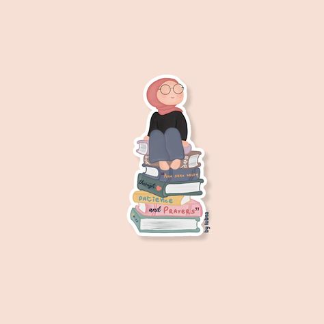 Faceless Islamic Hijabi on Books | Book Stack Hijabi | Cute Muslim Sticker | Islamic Laptop Sticker | Vinyl Sticker | Waterproof https://bylubna.etsy.com/listing/1716797433 Islamic Stickers, Sticker Design Inspiration, Islamic Cartoon, Scrapbook Stickers Printable, Wooden Accessories, Book Stack, Arabic Books, Sticker Vinyl, Aesthetic Stickers