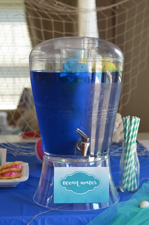 Ocean Water Punch For Kids, Under Water Theme Birthday Party, Boys Under The Sea Birthday Party, Underwater 1st Birthday Party, Under The Sea Food Ideas Ocean Themes, 1st Birthday Under The Sea Theme, Under The Sea Birthday Party Activities, Aquarium Theme Birthday Party, Under The Sea Boy Birthday Party