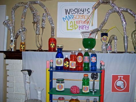 Mad Science Lab by ewe hooo!, via Flickr Play Science Lab, Mad Science Lab, Science Decorations, Mad Scientist Lab, Holiday Science, Role Play Areas, Mad Scientists, Science Week, Science Decor