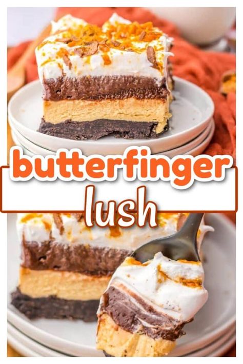 butterfinger cake, butterfinger lush, chocolate peanut butter cake, lush cake, lush recipe, no bake, no bake cake, no bake chocolate peanut butter cake, no bake lush Butterfinger Lush, Butterfinger Desserts, Dessert Lasagnas, Butter Finger Dessert, Peanut Butter Lasagna, Keto Banana Bread, Butterfinger Candy, Peanut Butter Oreo, Layered Desserts