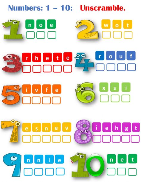 Numbers 1-10 unscramble worksheet Numbers Words Worksheets, Number Words 1-10, Number 1-10 Worksheet, 1-10 Worksheet, Numbers Worksheets For Kids 1-10, Numbers 1-10, Numbers To 20 Worksheets, Numbers Worksheets For Kids, Numbers In English