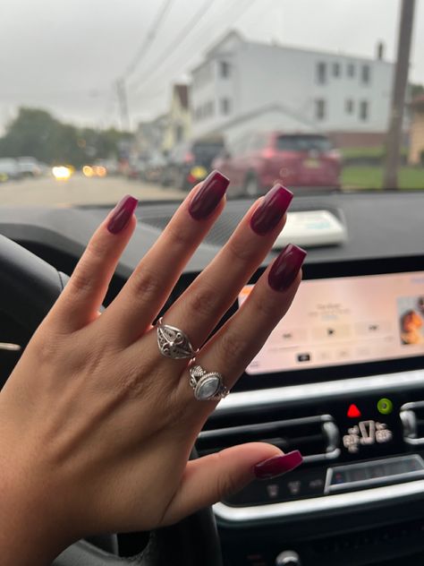 nail inspo dark cherry nails Cherry Red Coffin Acrylic Nails, Cherry Cola Nails Square, Coffin Cherry Nails, Dark Red Coffin Nail Ideas, Cherry Red Coffin Nails, Cherry Nails Coffin, Black Cherry Nails Design, Black Cherry Nails Acrylic, Cherry Cola Nails