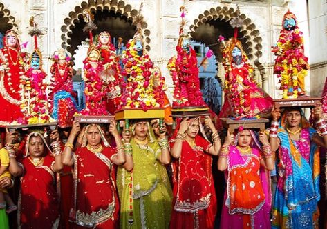 Gangore Traditional Festival of Haryana Gangaur Festival, Festival Names, Festival List, Choti Diwali, Teej Festival, Hindu New Year, Basant Panchami, Unmarried Women, Kite Festival