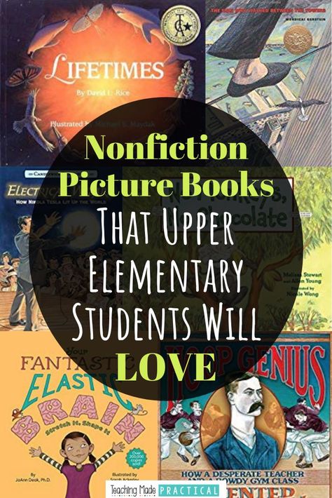 This list of 11 informational children's books will help you find engaging books that your 3rd, 4th, and 5th grade students will love.  These are some of the best nonfiction books for kids to help them learn to love reading.  There are fascinating biographies, interesting books about animals, inventions, and more for your upper elementary students. Nonfiction Books For Kids, Reading Genres, Elementary Books, Interactive Read Aloud, Kid Books, Nonfiction Reading, Read Aloud Books, Biography Books, 4th Grade Reading