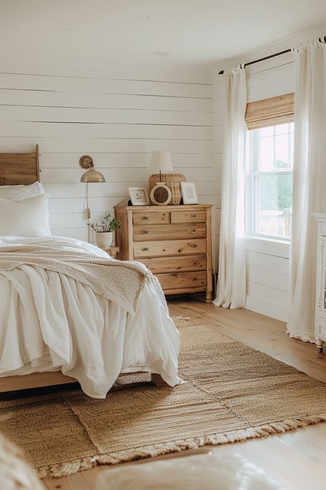 Discover the charm of farmhouse bedrooms, where comfort meets rustic elegance with soft colors and natural textures. Click for inspiration. Bedroom With Tufted Headboard, Rustic Farmhouse Bedroom Ideas, Country Farmhouse Bedroom, White Iron Beds, Coastal Farmhouse Bedroom, Vintage Farmhouse Bedroom, Cozy Farmhouse Bedroom, Reclaimed Wood Bed Frame, Rustic Farmhouse Bedroom