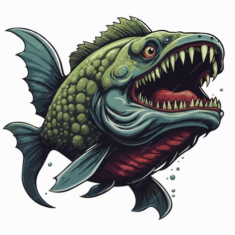 Premium Vector | Big fish monster with sharp teeth vector illustrations Teeth Vector, Fish Monster, Monster Fish, Monster Fishing, Sharp Teeth, Big Fish, Vector Illustrations, Premium Vector, Graphic Resources