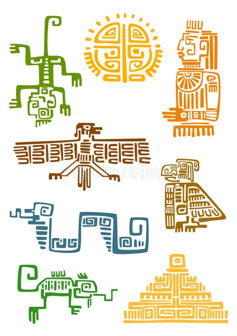 Maya Design, Aztec Symbols, Mayan Symbols, Maya Art, Ancient Aztecs, Mayan Art, Animal Symbolism, Aztec Art, Sun God