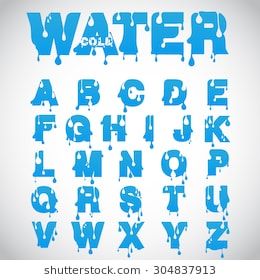 "Water" font made from flow font, vector Water Letters, How To Draw Water, Alfabet Font, Draw Water, Different Lettering, Perspective Drawing Lessons, Graffiti Lettering Fonts, Water Font, Adult Colouring Pages