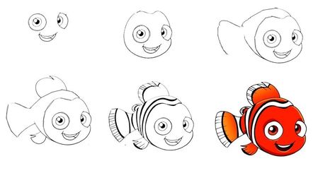 6 Simple Steps To Create Adorable Nemo Drawing – How To Draw Nemo How To Draw Nemo, Nemo Drawing, Simple Drawing Tutorial, Drawing Tutorial, Easy Drawings, To Draw, To Learn, To Create, Drawings