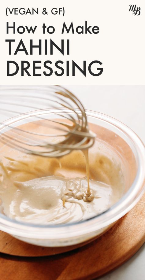 Tahini Dressing: the ultimate complement to salads, bowls, falafel, and MORE! Our simple, no-fuss recipe requires only 3 INGREDIENTS and 5 MINUTES to make. Make Tahini, How To Make Tahini, Salads Bowls, Tahini Salad Dressing, Tahini Dressing Recipe, Sesame Paste, Salad Dressing Recipes Homemade, Minimalist Baker, Homemade Salads