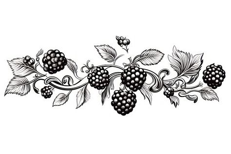 Berry blackberry graphics pattern.  | premium image by rawpixel.com / Hein Black And White Raspberry Tattoo, Berry Vine Tattoo, Blackberry Vine Tattoo, Blackberry Tattoo, Baroque Tattoo, Blackberry Bush, Ornamental Art, Vine Drawing, Soap Art