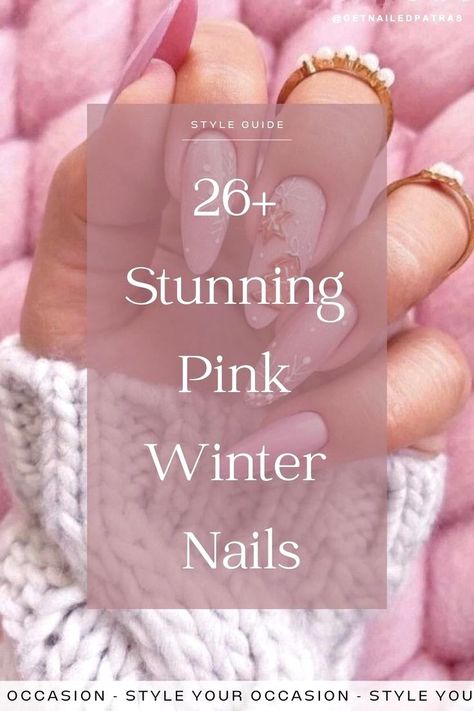 White Nails Pink Glitter, Pink Sweater Nail Designs, Pink Christmas Manicure, Holiday Nails Pink And White, Pale Pink Winter Nails, Milky Pink Glitter Nails, Pink Holiday Nails Winter, Pale Pink Christmas Nails, Winter Pink Nail Color