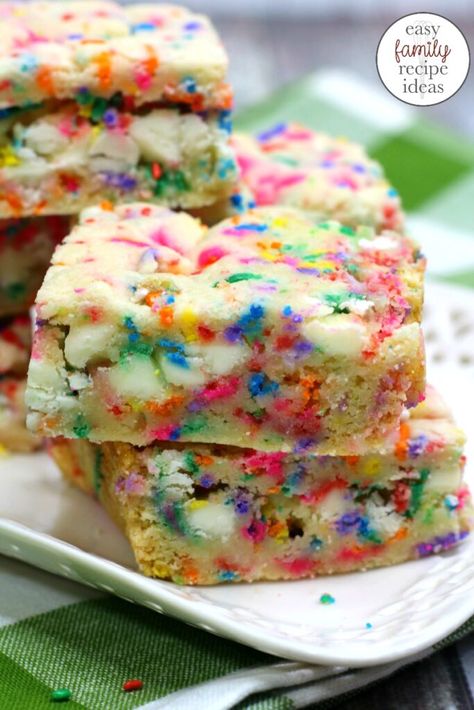 Funfetti Cookie Bars, Funfetti Cake Mix Recipes, Easy Cake Mix Cookies, Fruity Pebble Cookies, Cookies Kids, Cookie Bars Easy, Cake Batter Cookies, Funfetti Cookies, Funfetti Cake Mix