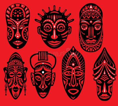 Symbols Illustration, Africa Tribes, Set Background, Africa Art Design, African Symbols, Mask Drawing, Afrique Art, Geometric Symbols, Adinkra Symbols