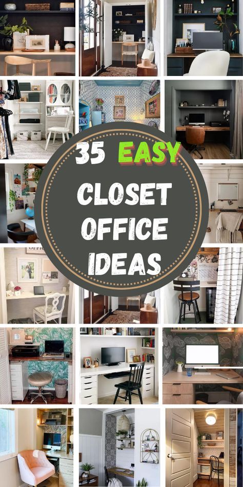 Transform your small space with these closet office ideas! Discover creative and functional solutions to convert a small or walk-in closet into a stylish and efficient workspace. 

From clever organization solutions and space-saving furniture to chic decor and smart layouts, these ideas will help you create a productive and inviting office. Perfect for apartments and small homes, explore designs that blend functionality with style.

Click to see more and follow us for endless closet office inspiration and ideas! Small Closet Office, Closet Office Ideas Small Walk In, Closet To Office Conversion, Cloffice Ideas Small Spaces, Office And Closet Combo Room, Office Closet Organization, Closet Office Ideas, Closet Turned Office, Closet Offices