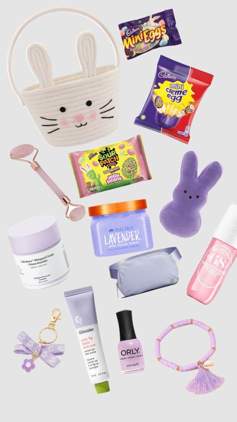 Easter Basket Ideas!! 🐣#easterbasket #easteraesthetic #easter #candy #bunny Bunny Basket Ideas, Teen Easter Basket Ideas, Easter Basket Ideas For Teens, Teen Easter, Teen Easter Basket, Burr Basket, Making A Gift Basket, Valentine's Day Gift Baskets, Easter Basket Ideas