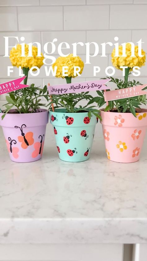 Jessica Grant on Reels | Oliver Hazard · Henry & Pearl Mothers Day Pots Terra Cotta, Fingerprint Pots For Mothers Day, Mothers Day Terra Cotta Pots, Fingerprint Flower Pot, Painted Mother’s Day Flower Pot, Mothers Day Flower Pot Craft, Planter Crafts, Decorating Terra Cotta Pots, Mothers Day Flower Pot