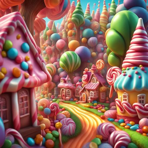 Yummy Candy Wonderland - AI Generated Artwork - NightCafe Creator Candy World Drawing, Candyland Landscape, Candy Land Concept Art, Candy Land Fantasy Art, Candy Mural Wall Art, Candy Art, Cafe Logo, Free Fun, Fantasy Landscape