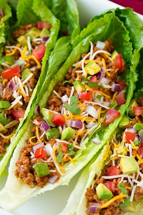 Turkey Taco Lettuce Wraps, Lettuce Tacos, Taco Lettuce Wraps, Tacos Mexicanos, Turkey Taco, Low Carb Wraps, Healthy Meat Recipes, Resep Salad, Healthy Meats