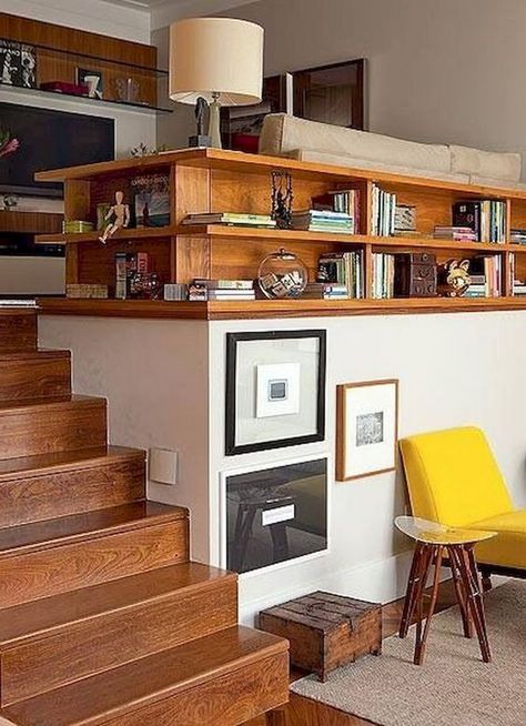 Fireplace Decorating, Stair Case, Mid Century Modern Living, Mid Century Decor, Shelf Design, Mid Century Modern House, Mid Century House, Decor Rustic, House Inspo