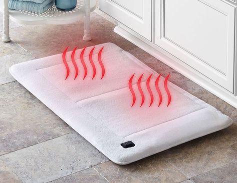 Cordless Heated Bath Mat - The Green Head Heated Bathroom Floor, Heated Floor, Complete Makeup, Hammacher Schlemmer, Bathroom Floor Mat, Heated Floors, Shower Mat, California Dreaming, Bathroom Floor