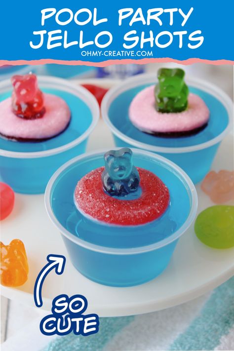 Pool Party Jello Shots, Party Jello Shots, Yummy Jello Shots, Easy Jello Shots, Peanut Butter Powder Recipes, Blue Jello Shots, Best Jello Shots, Flip Flop Cookie, Pool Party Ideas