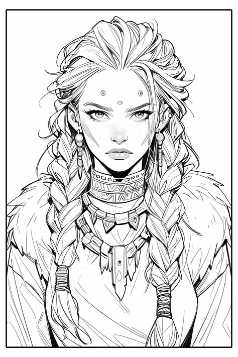 Warrior Woman Sketch, Valkyrie Drawing, Ipad Drawing Ideas Sketch, Dnd Sketch, Ipad Drawing Ideas, Portrait Coloring Pages, Viking Drawings, Drawing Ideas Sketch, Ideas Sketch