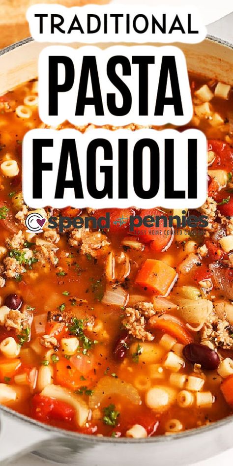 Soup With Veggies, Pasta Fagioli Soup Recipe, Pasta And Beans, Pasta Soup Recipes, Pasta Fagioli Recipe, Pasta Fagioli Soup, Pasta E Fagioli Soup, Fagioli Soup, Cozy Soup