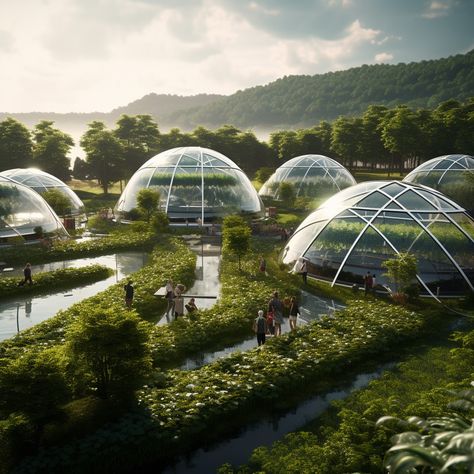 Urban Farm Aesthetic, Futuristic Colony, Solarpunk Farm, Eco Utopia, Solar Punk City, Solarpunk House, Solarpunk Future, Futuristic Forest, Eco Futurism