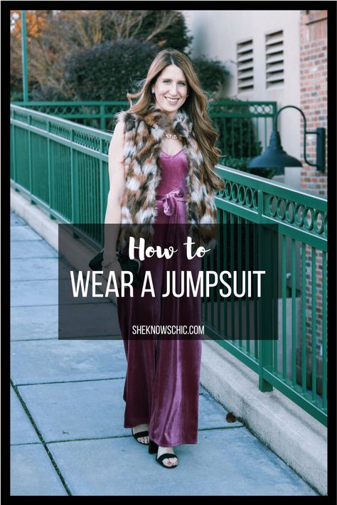 how to wear a jumpsuit, velvet jumpsuit, jumpsuit outfit, jumpsuit winter, jumpsuit with vest, faux fur vest outfit, party outfit, new years eve outfit Velvet Jumpsuit Outfit With Jacket, Sweater Over Jumpsuit Outfit, Velvet Romper Outfit, Jumpsuit Outfit With Jacket, Jumpsuit Party Outfit, Velvet Jumpsuit Outfit, Faux Fur Vest Outfit, Sequin Jumpsuit Outfit, Jumpsuit Outfit Winter