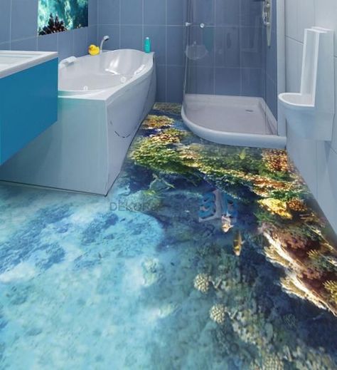 23 3D Bathroom Floors Design Ideas That Will Change Your Life - EcstasyCoffee 3d Floor Art, Epoxy 3d, Epoxy Floor Designs, Epoxy Floor 3d, 3d Flooring, Bathroom Floors, Floor Murals, Bad Inspiration, Ideal Bathrooms