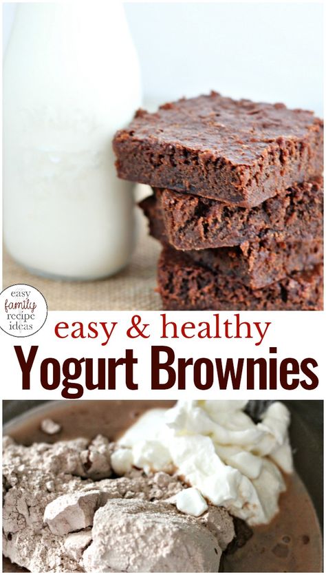 Yogurt Brownies - Easy Brownie Recipe Family Recipe Ideas, Yogurt Brownies, Greek Yogurt Brownies, Healthy Brownie Recipe, Easy Brownie Recipe, Brownies Healthy, Healthy Brownie, Easy Brownie, Banana Split Dessert