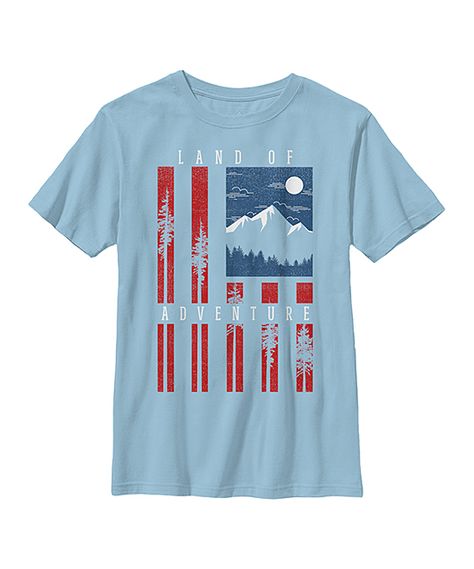 Adventure Land - Boys. Send your little one out to play in this all-cotton tee that keeps him comfortable as he explores. Full graphic text: Land of adventure.Printed with phthalate-free water-based inks100% cottonMachine wash; tumble dryImported, screen printed in the USA American Flag Shirts, Usa Shirts, Target Kids, Patriotic Tees, Fourth Of July Shirts, Usa Print, Usa Shirt, American Flag Shirt, Stars And Stripes