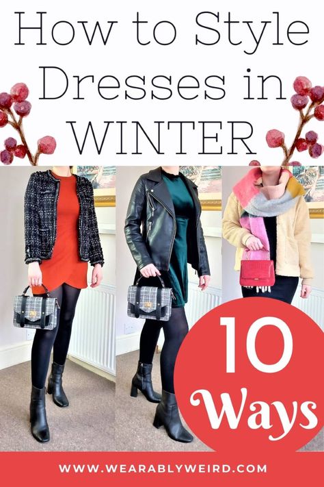 10 Ways to Style Dresses in Winter - Wearably Weird Turn Summer Dress Into Winter, Style Dress In Winter, How To Wear White Dress In Winter, Short Dresses In Winter, How To Style A Summer Dress For Winter, Short Dress In Winter, Style Dresses In Winter, How To Style Dresses In Winter, How To Wear A Dress In Winter