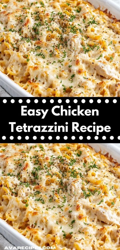 Looking for a comforting dinner idea? This Easy Chicken Tetrazzini Recipe is a delightful blend of creamy sauce and tender chicken. It's a family-friendly dish that brings everyone to the table with its delicious flavors. Easy Chicken Dishes For A Crowd, Chicken Casseroles For A Crowd, Chicken Dishes For A Crowd, Easy Chicken Tetrazzini Recipe, Chicken Tetrazzini Casserole, Easy Chicken Tetrazzini, Chicken Tetrazzini Recipes, Quick Family Meals, Chicken Tetrazzini