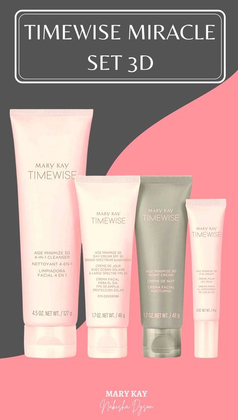 Timewise Miracle Set 3D. Try this three-step skin care routine! Visit . #marykay #skincareproducts Timewise Miracle Set, Mary Kay Timewise, Direct Selling, Skin Care Routine Steps, Look Younger, Skin Care Essentials, Beauty Treatments, Eye Care, Mens Fragrance